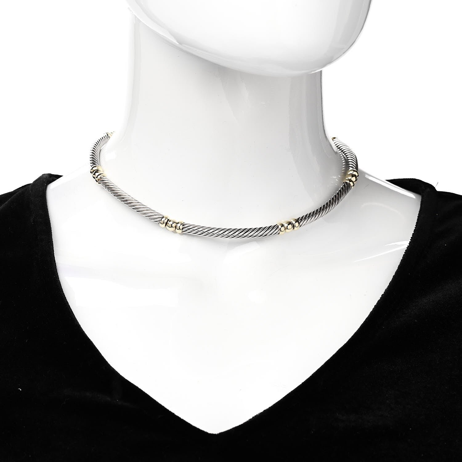 David Yurman Sterling Silver 14K Yellow Gold Hampton Cable Necklace 2 of 3