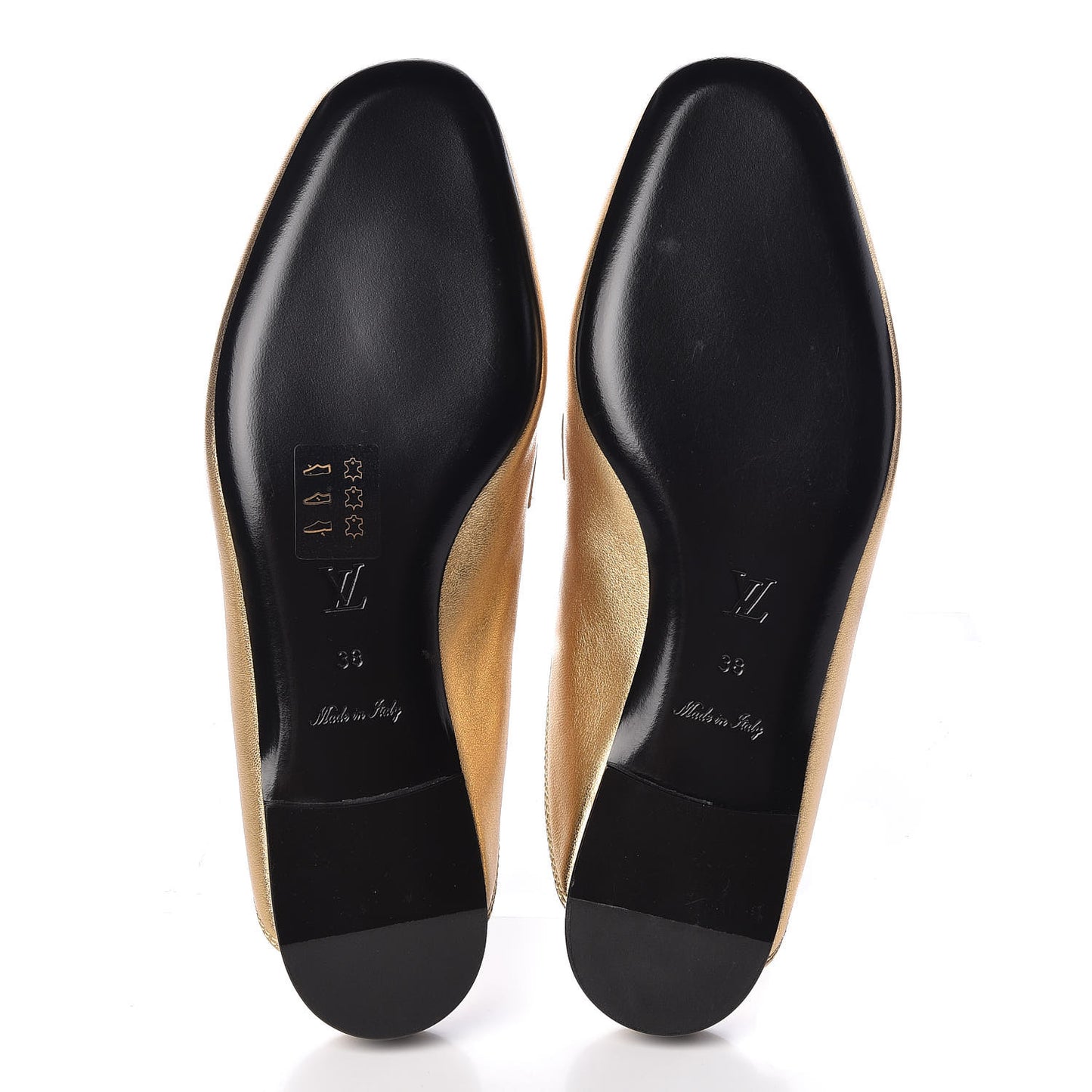 Metallic Lambskin Upper Case Open Back Flat Loafer 38 Gold