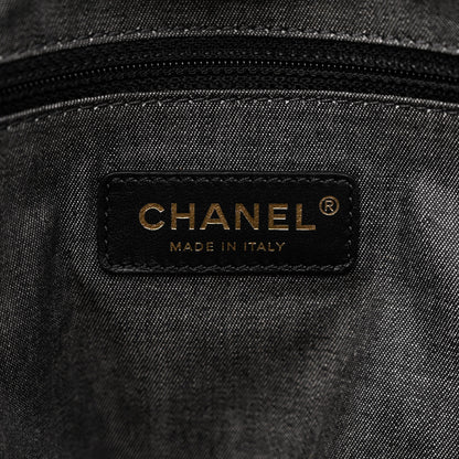 Chanel Straw Raffia Calfskin Chain Small Deauville Tote Black 6 of 13