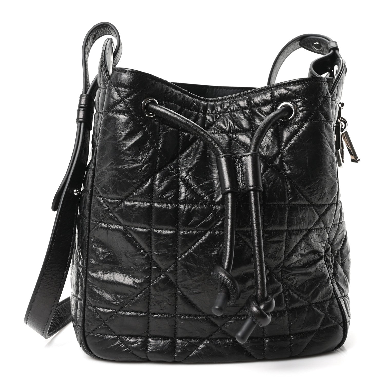 Christian Dior Crinkled Calfskin Macrocannage Small D-Motion Bag Black 1 of 10