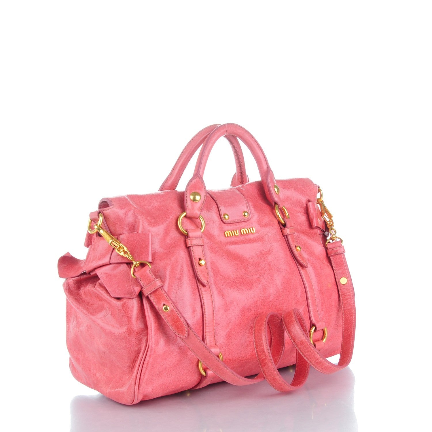 Miu Miu Vitello Lux Medium Bow Bag Rosa 3 of 8