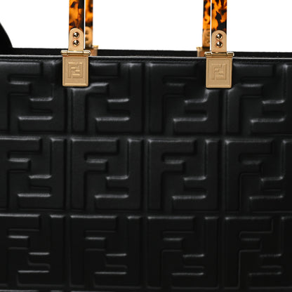 Fendi Vitello Plexiglass FF Embossed Medium Fendi Sunshine Shopper Tote Black 7 of 9