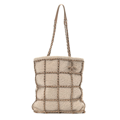 Chanel Shearling Small Shopping Chain Bag Beige 1 of 11