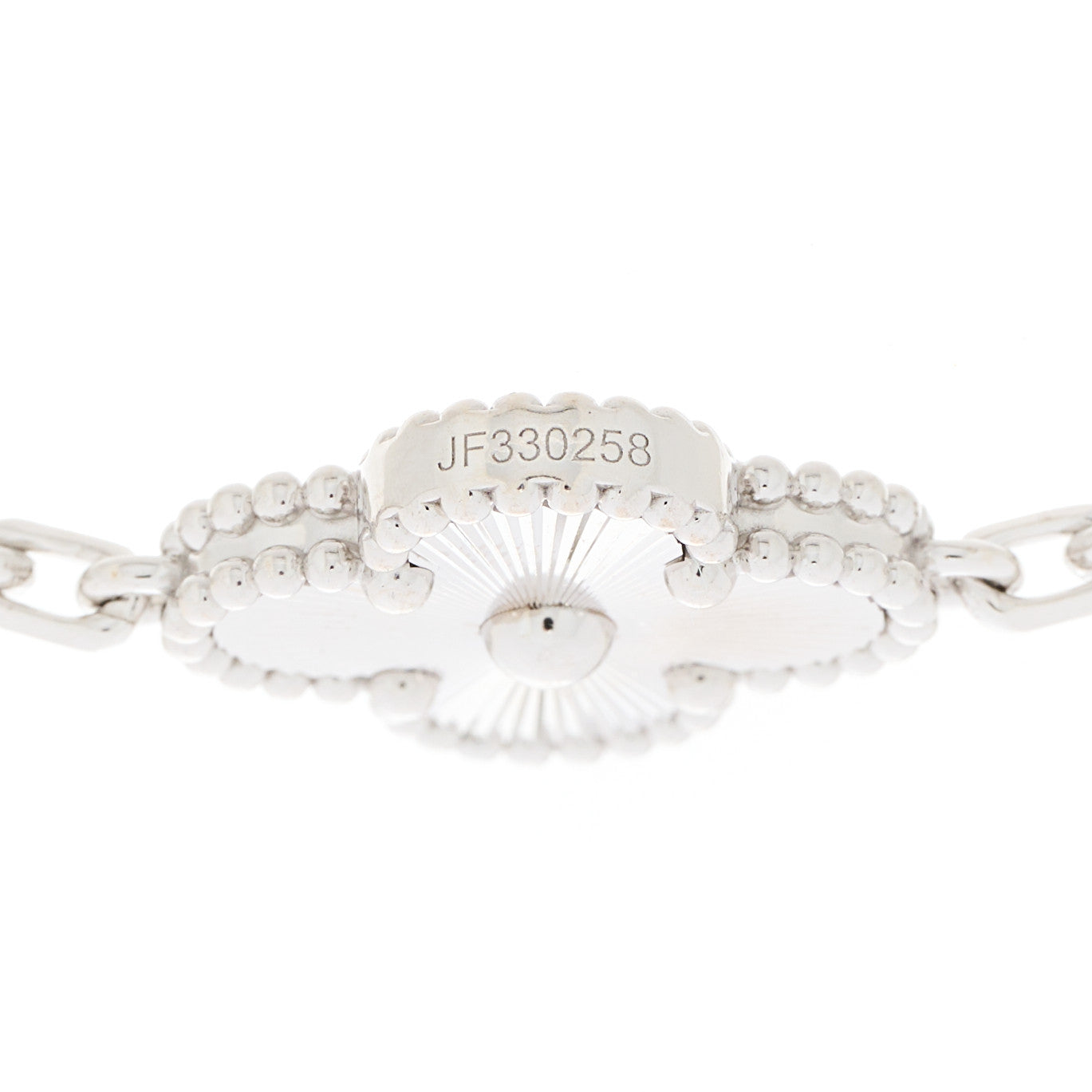 18K White Gold 5 Motifs Guilloche Vintage Alhambra Bracelet
