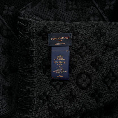Louis Vuitton Wool Monogram Classic Scarf Black 3 of 3