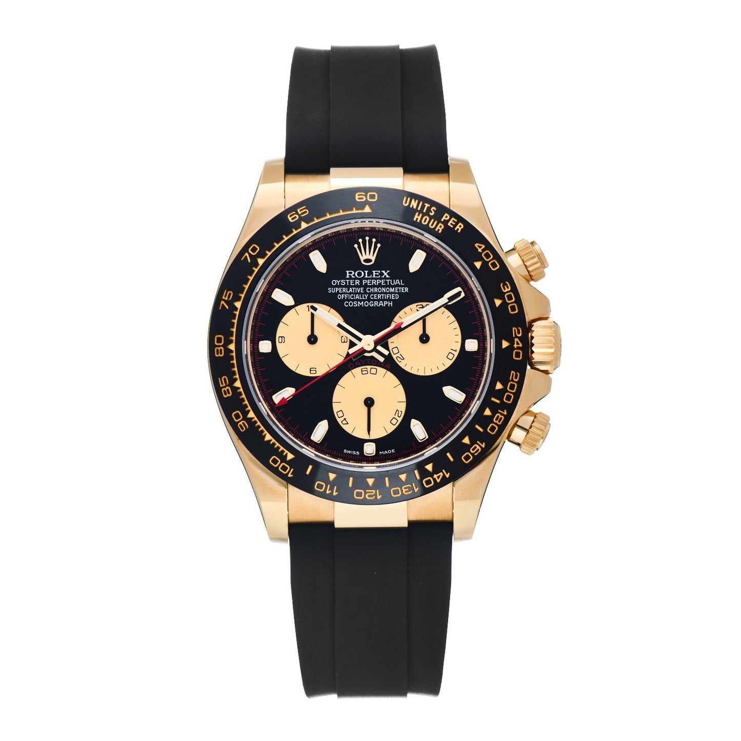 18K Yellow Gold Oysterflex 40mm Daytona Oyster Perpetual Watch Black Champagne 116518LN