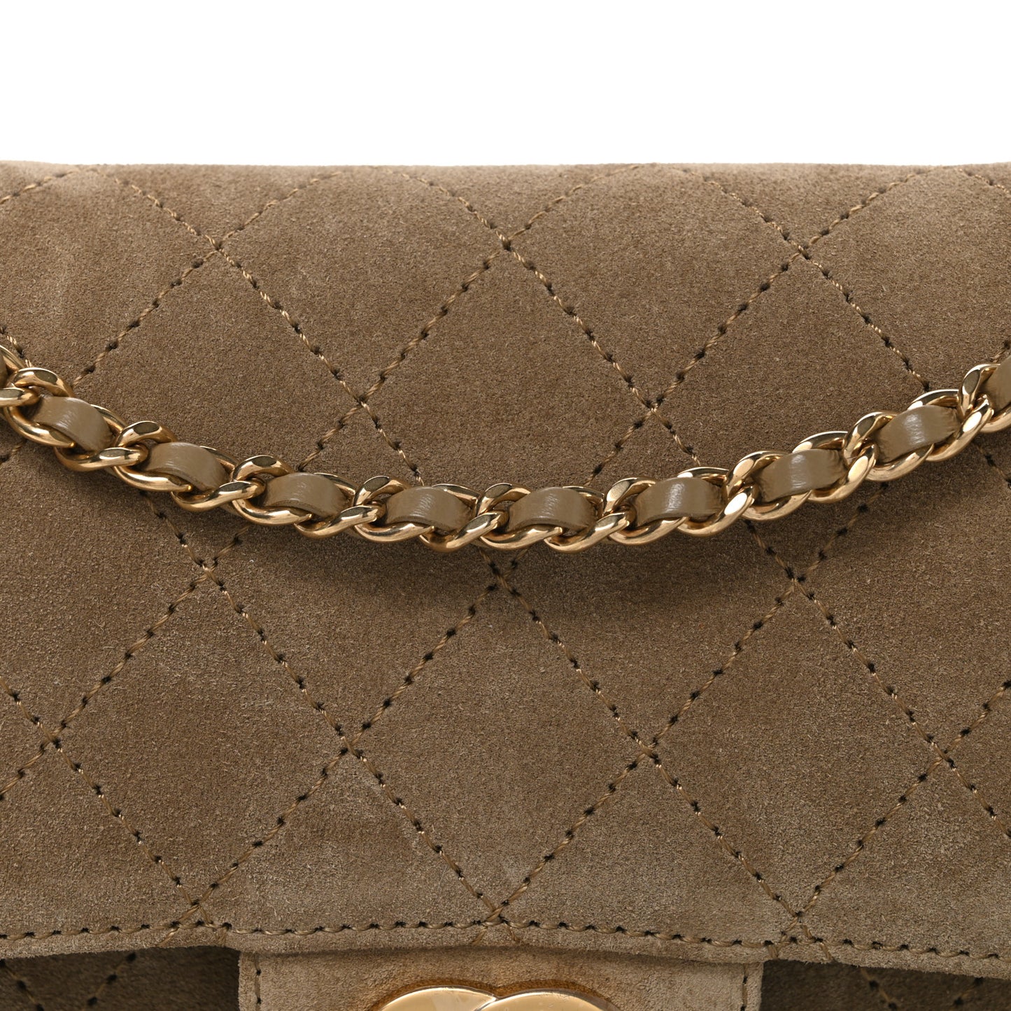 Suede Calfskin Mini Souplissimo Flap  Dark Beige