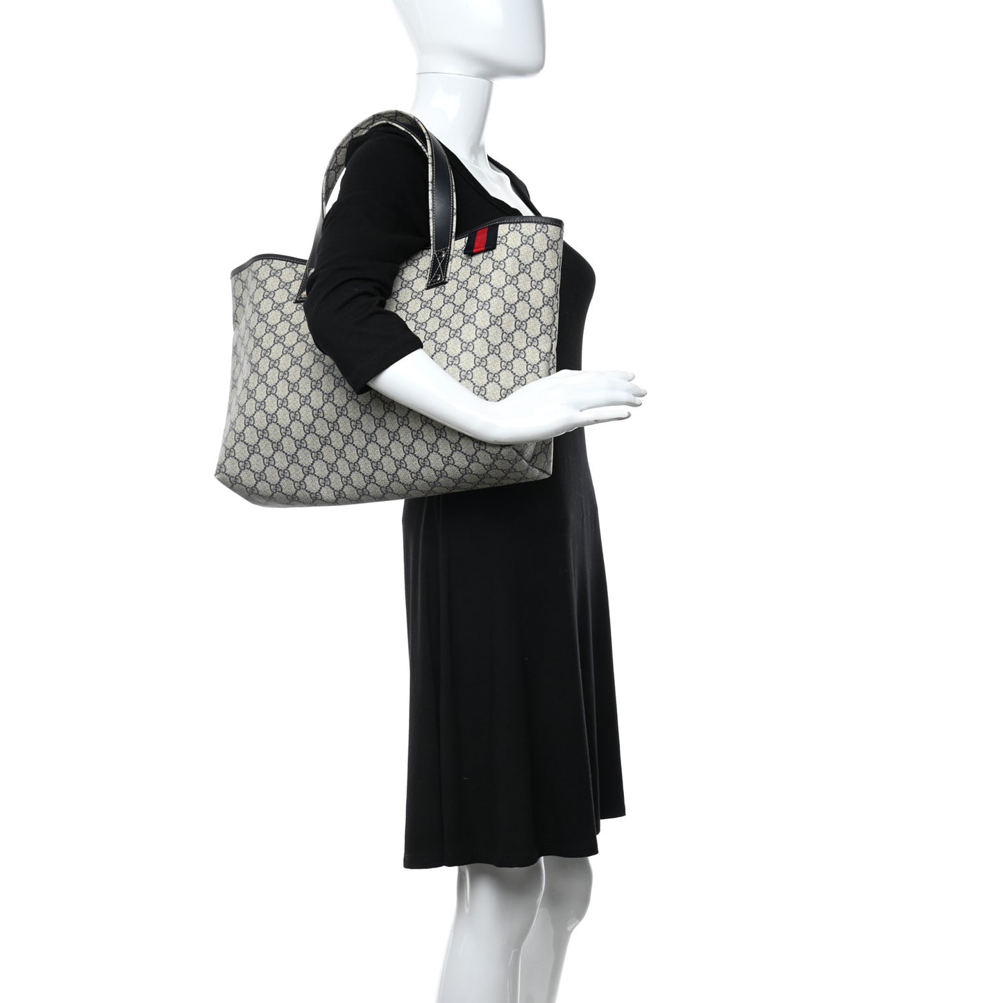 GG Plus Monogram Medium Signature Web Loop Tote Navy
