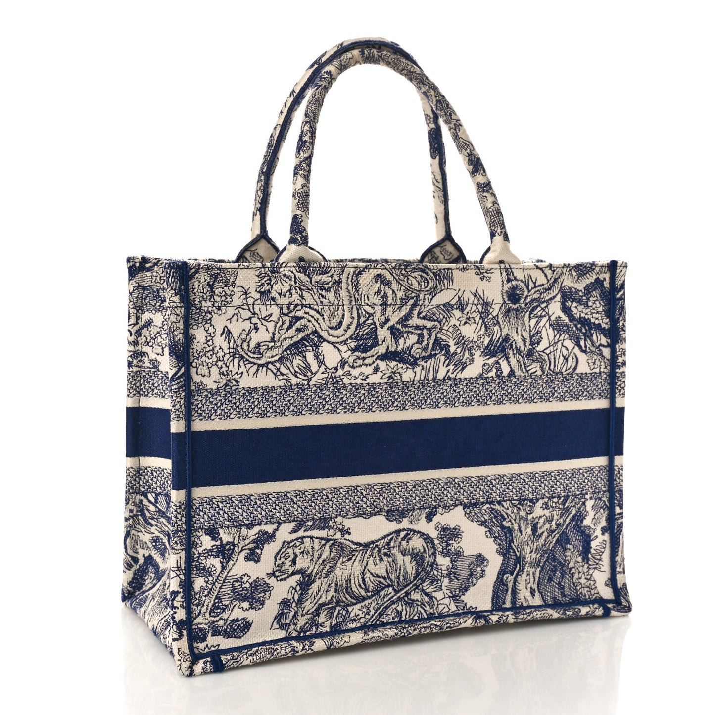 Canvas Embroidered Medium Dioriviera Toile De Jouy Book Tote Blue