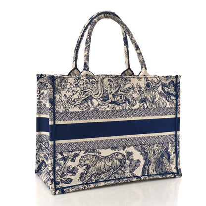 Christian Dior Canvas Embroidered Medium Dioriviera Toile De Jouy Book Tote Blue 3 of 10