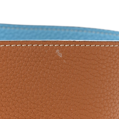 Moynat Taurillon Gex Calfskin Duo Vertical Reversible Tote Cannelle Azur 17 of 17