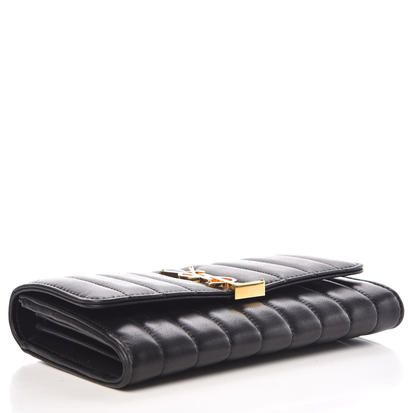Lambskin Matelasse Monogram Large Vicky Continental Wallet Black
