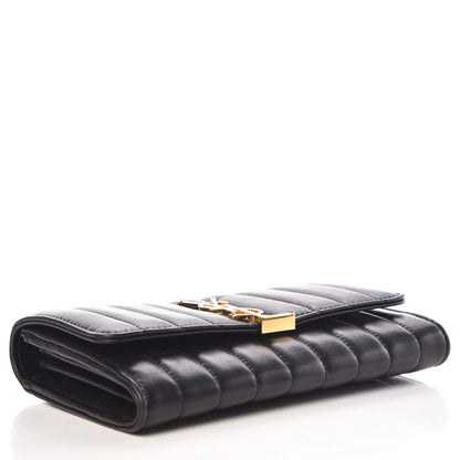 Saint Laurent Lambskin Matelasse Monogram Large Vicky Continental Wallet Black 4 of 10