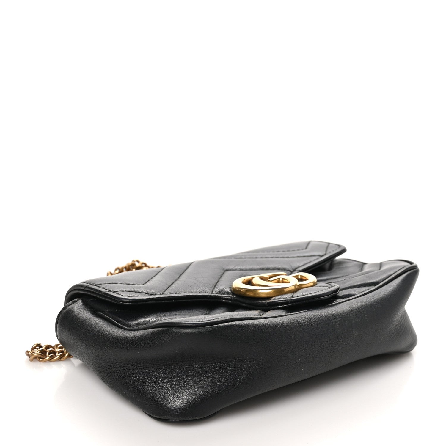 Gucci Calfskin Matelasse Super Mini GG Marmont Shoulder Bag Black 4 of 10