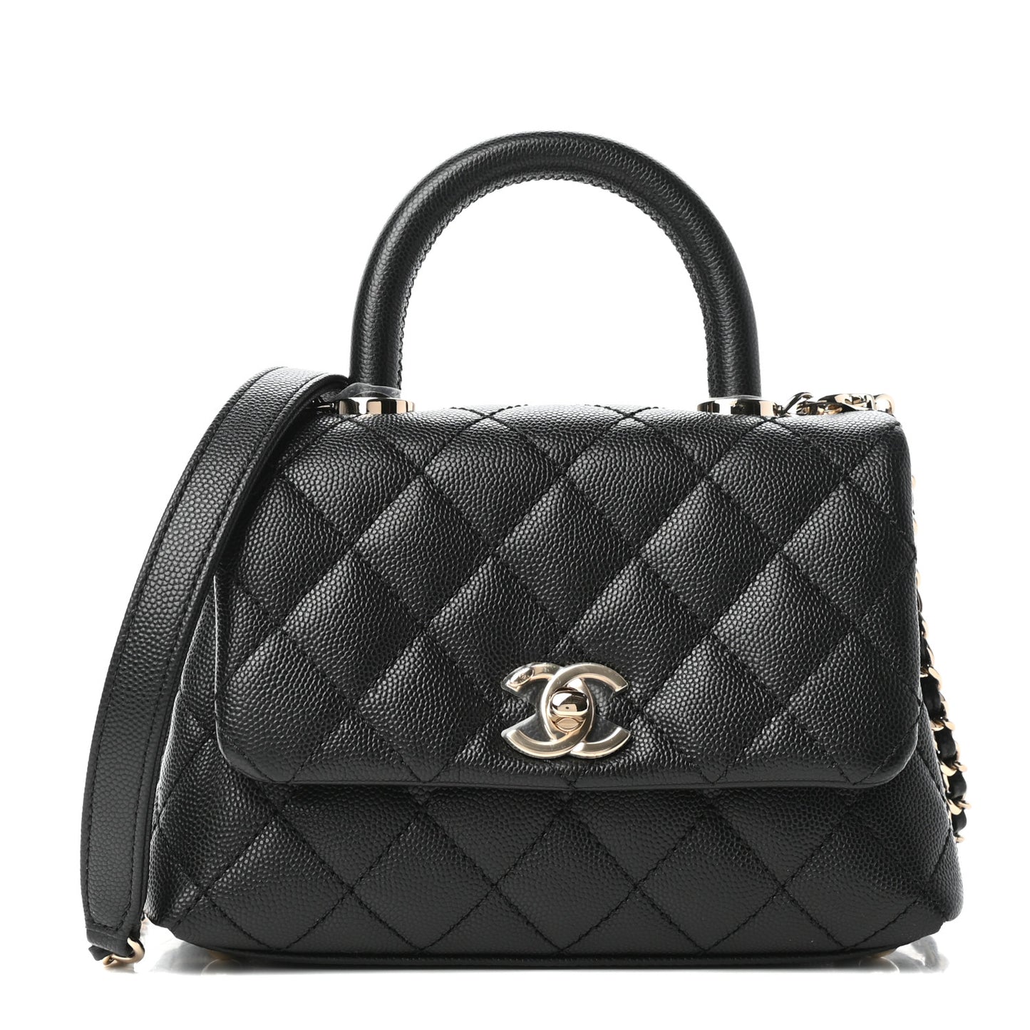 Caviar Quilted Extra Mini Coco Handle Flap Black