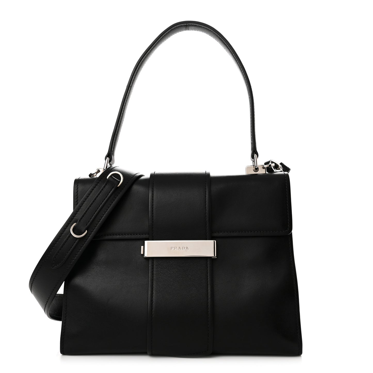 City Calf Ribbon Shoulder Bag Black