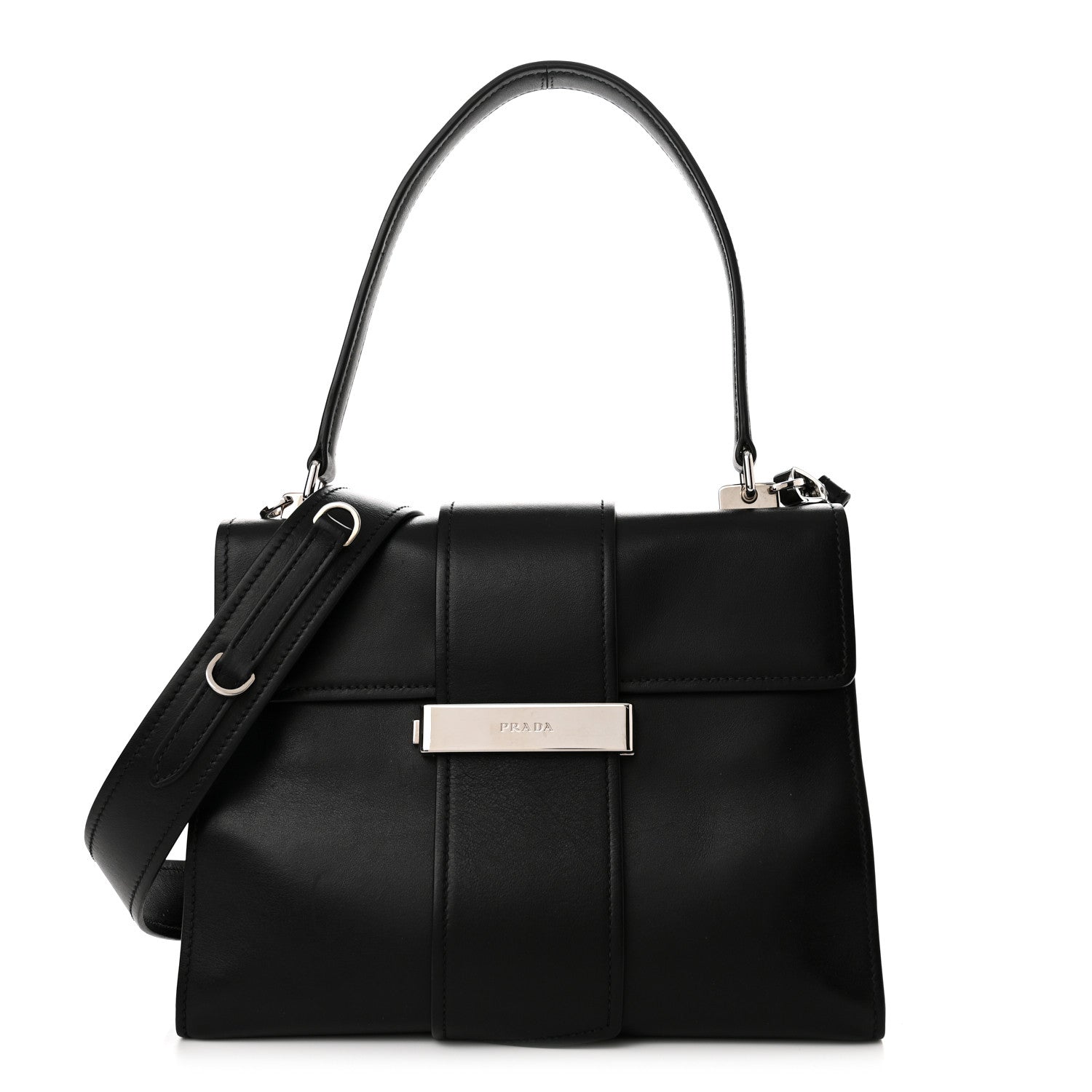 Prada City Calf Ribbon Shoulder Bag Black 1 of 14