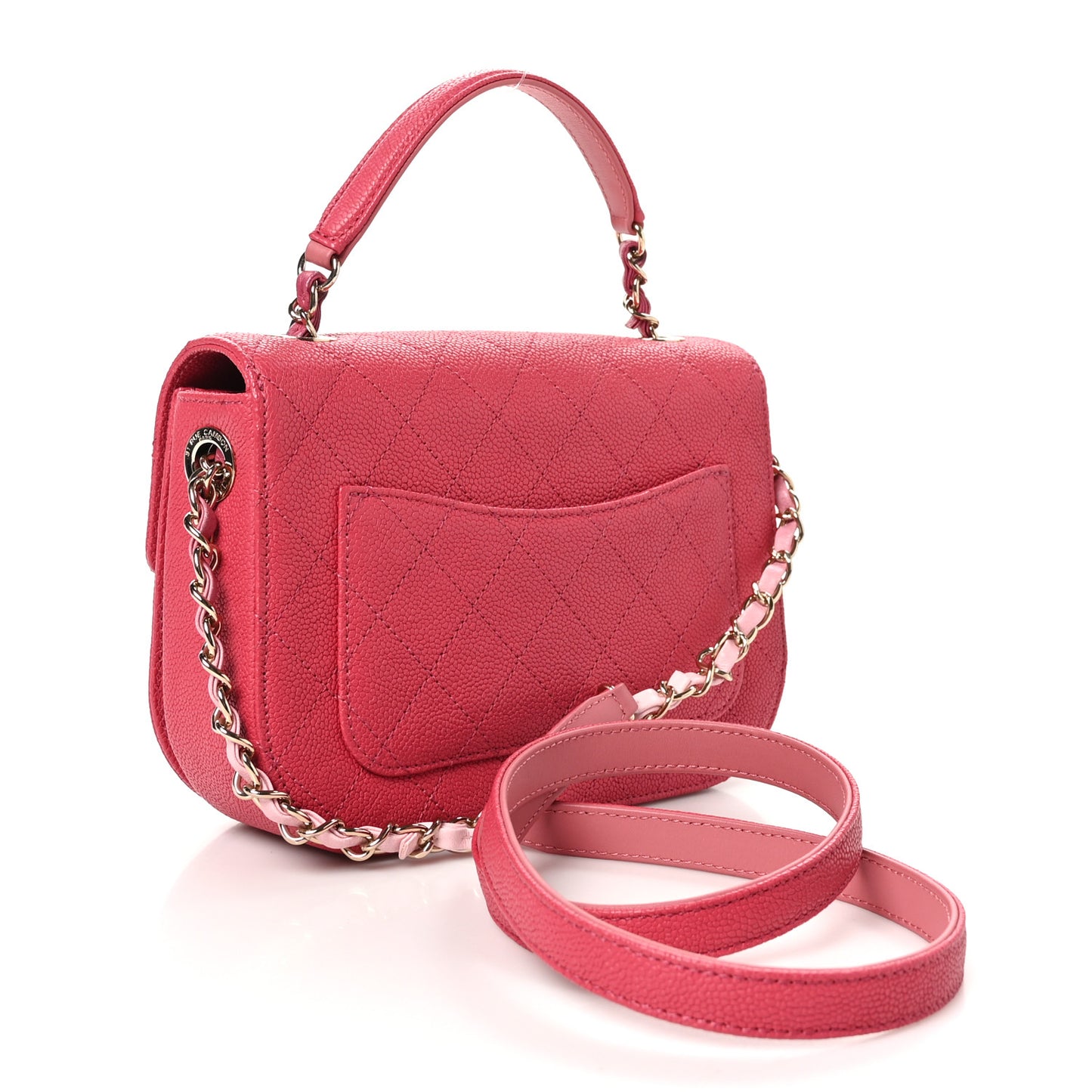 Grained Calfskin Quilted Small Cuba Top Handle Flap Pink