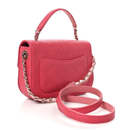 Chanel Grained Calfskin Quilted Small Cuba Top Handle Flap Pink 3 of 10