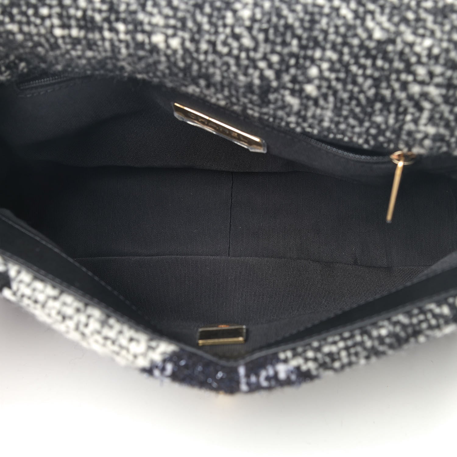 Chanel Tweed Quilted Medium Chanel 19 Flap Black White 5 of 9