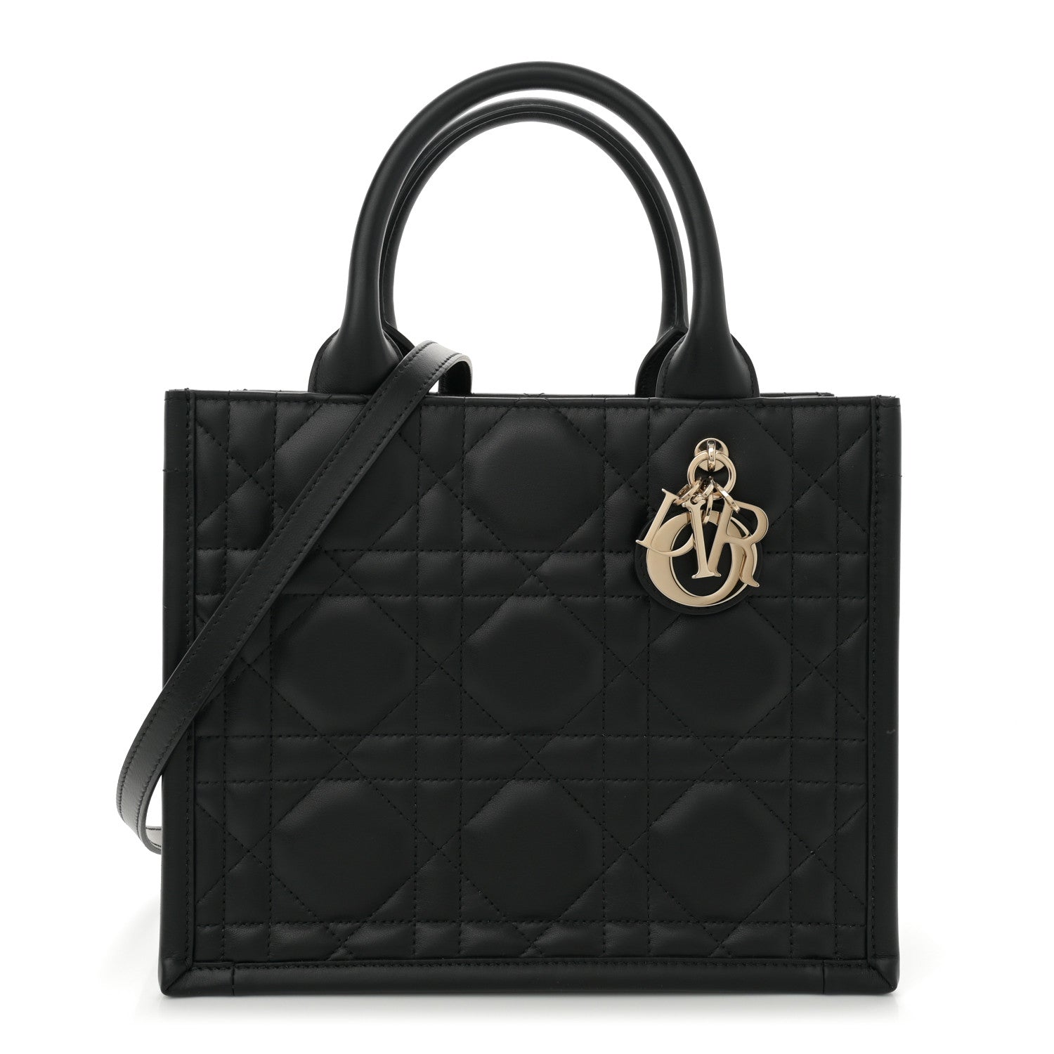 Christian Dior Calfskin Macro Cannage Small Book Tote  Black 1 of 10