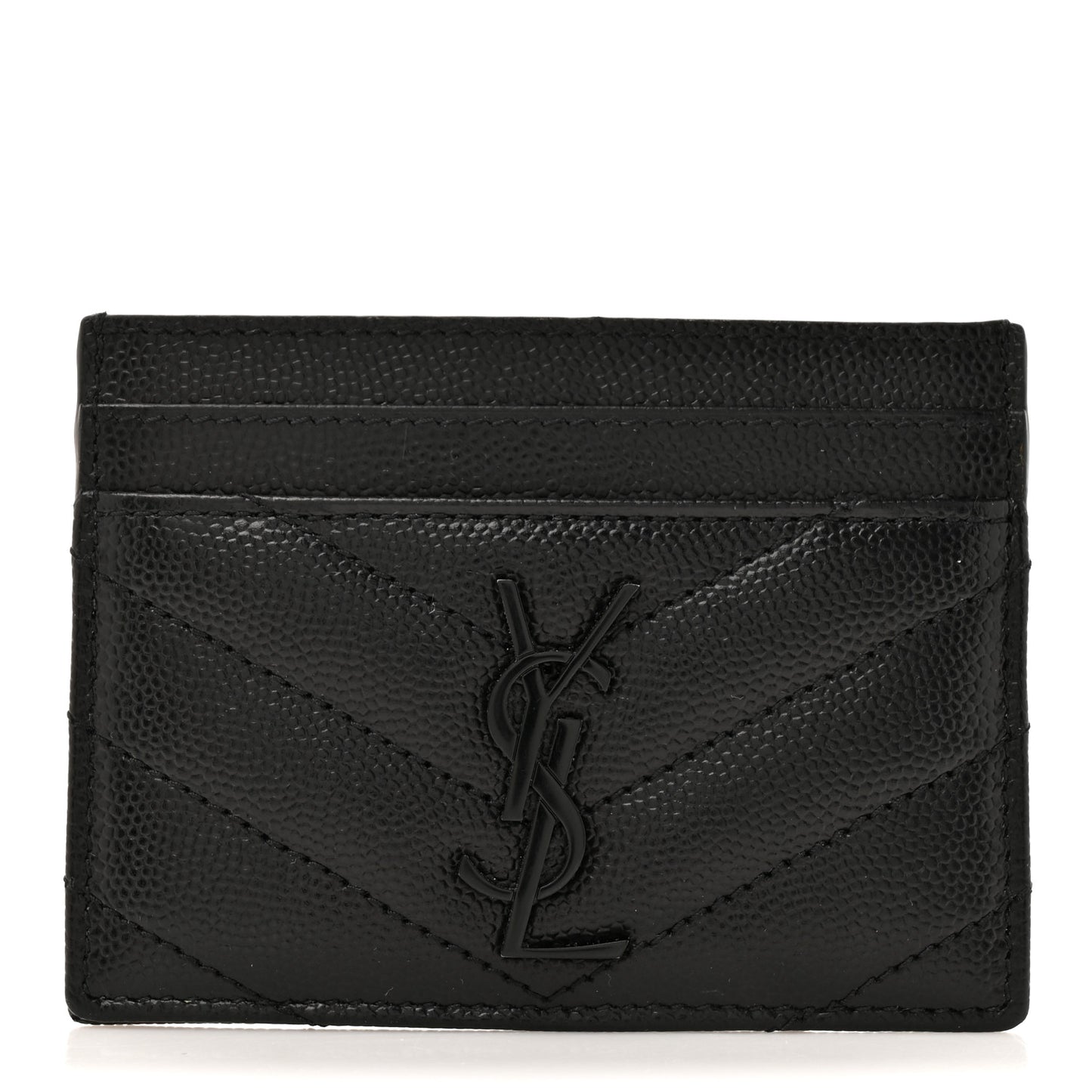 Grain De Poudre Matelasse Chevron Monochrome Monogram Credit Card Case Black