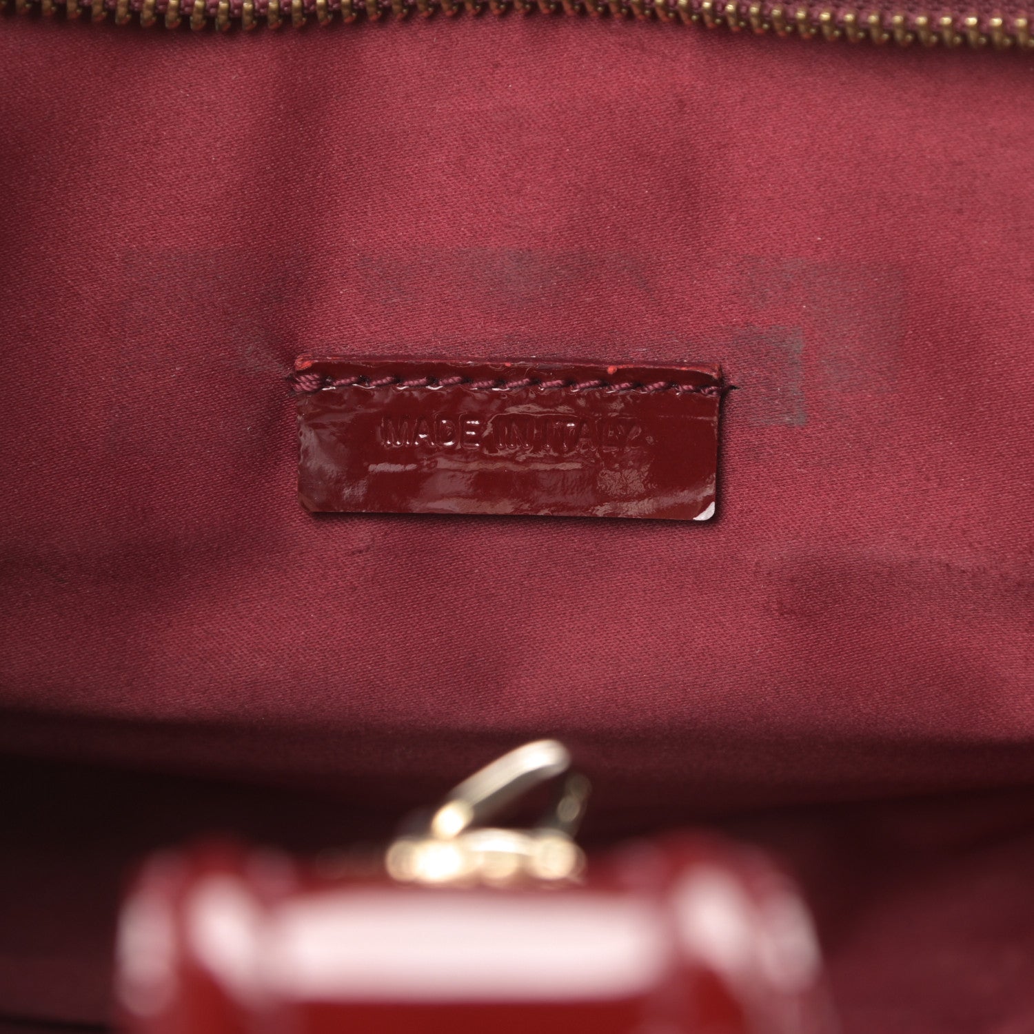 Burberry Patent Quilted Mini Manor Tote Dark Red 7 of 21