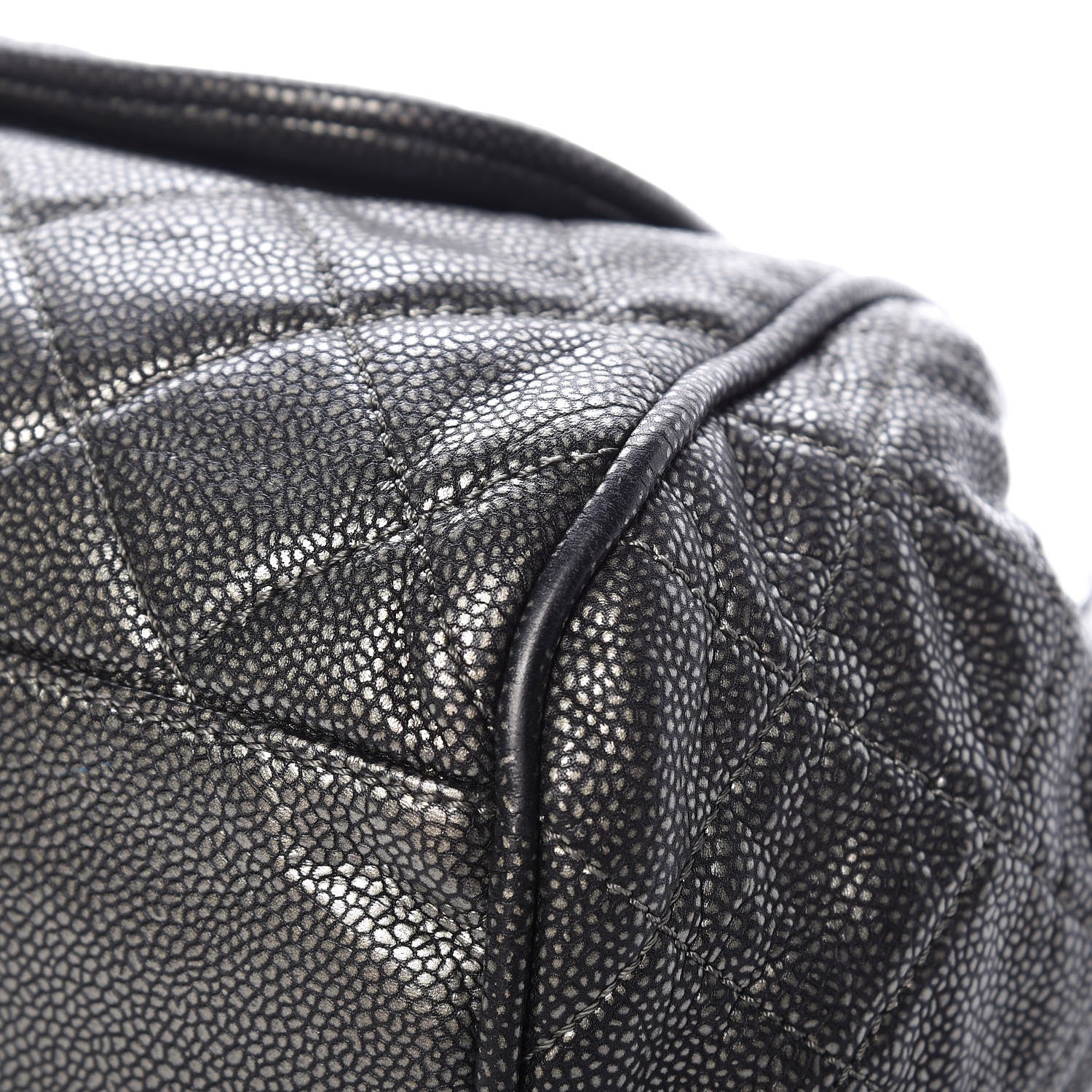 Chanel Metallic Caviar Quilted Timeless Accordion Flap Dark Silver 10 of 13
