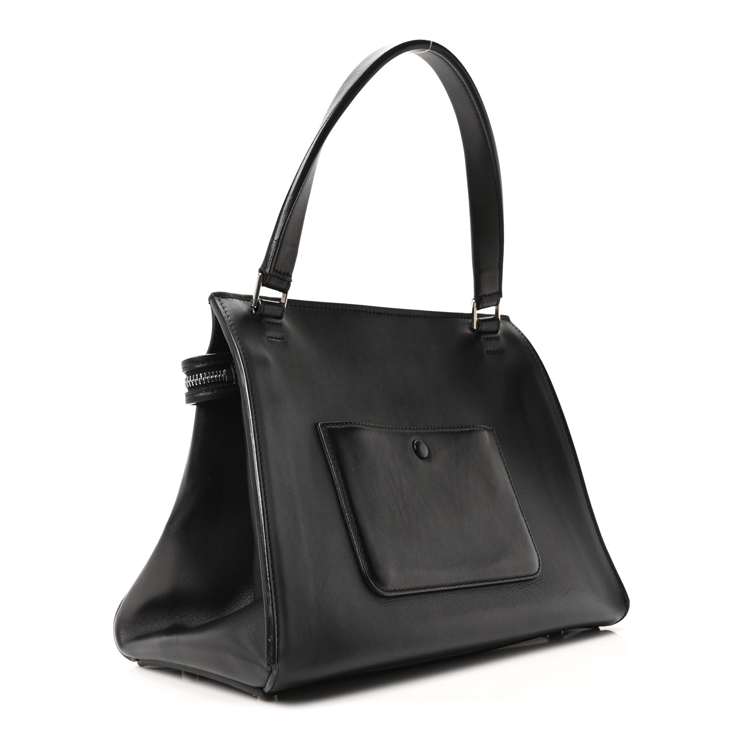 Celine Textured Calfskin Small Bi-Color Edge Shoulder Bag Black Cream 3 of 10