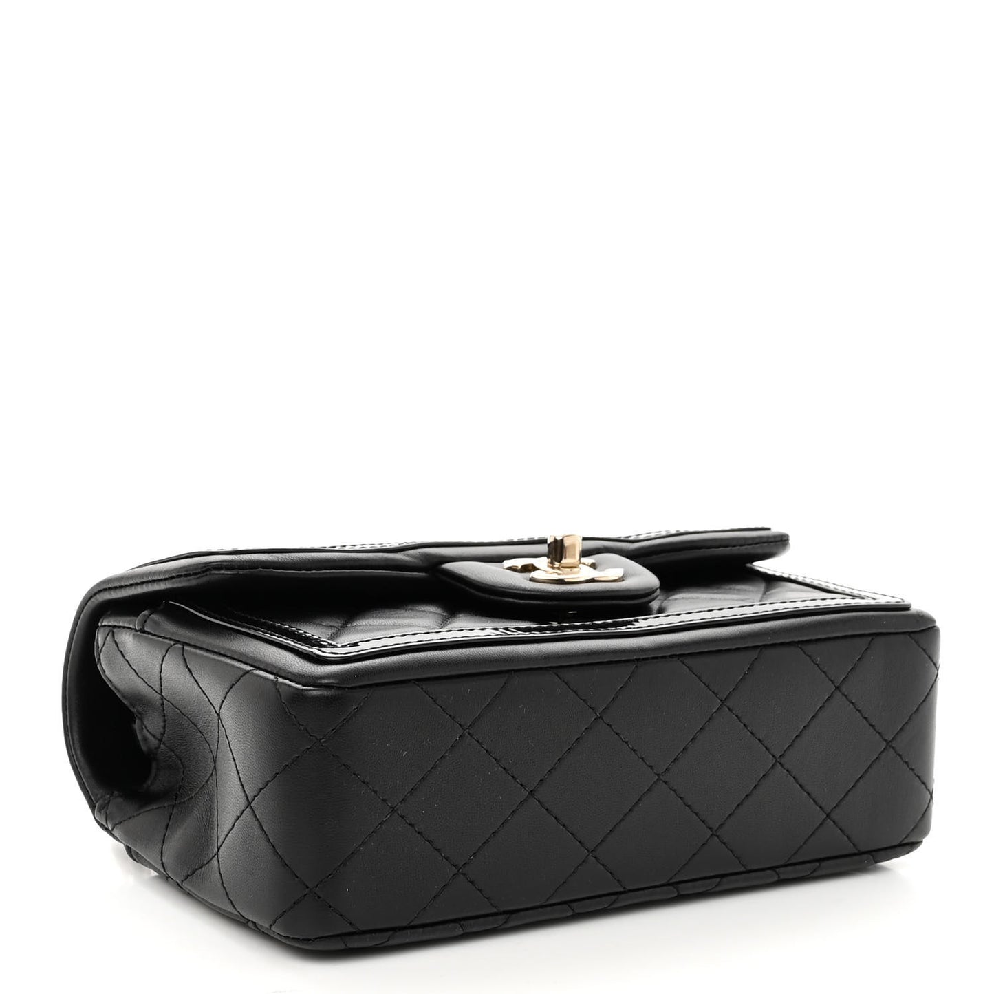 Lambskin Patent Calfskin Mini Flap Bag Black