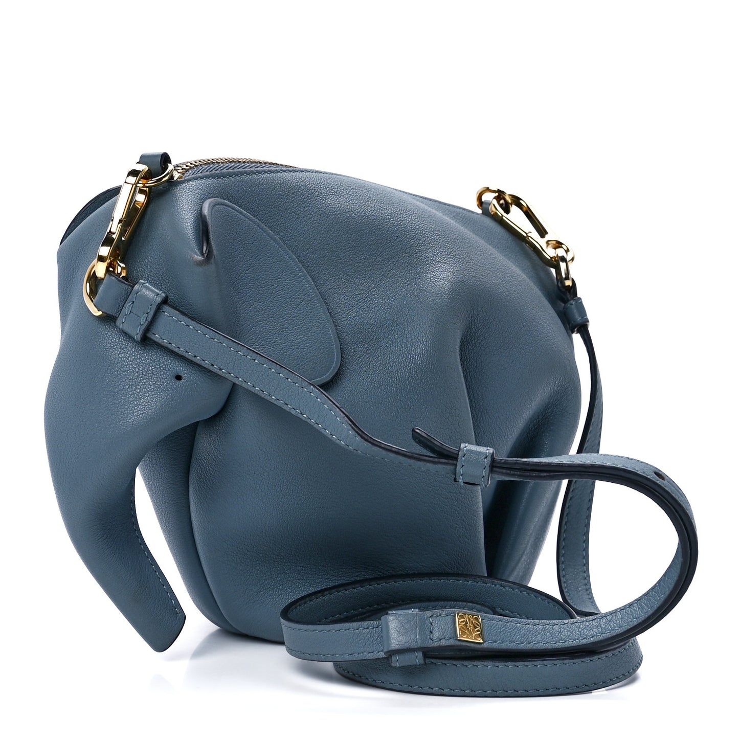 Calfskin Mini Elephant Crossbody Bag Stone Blue