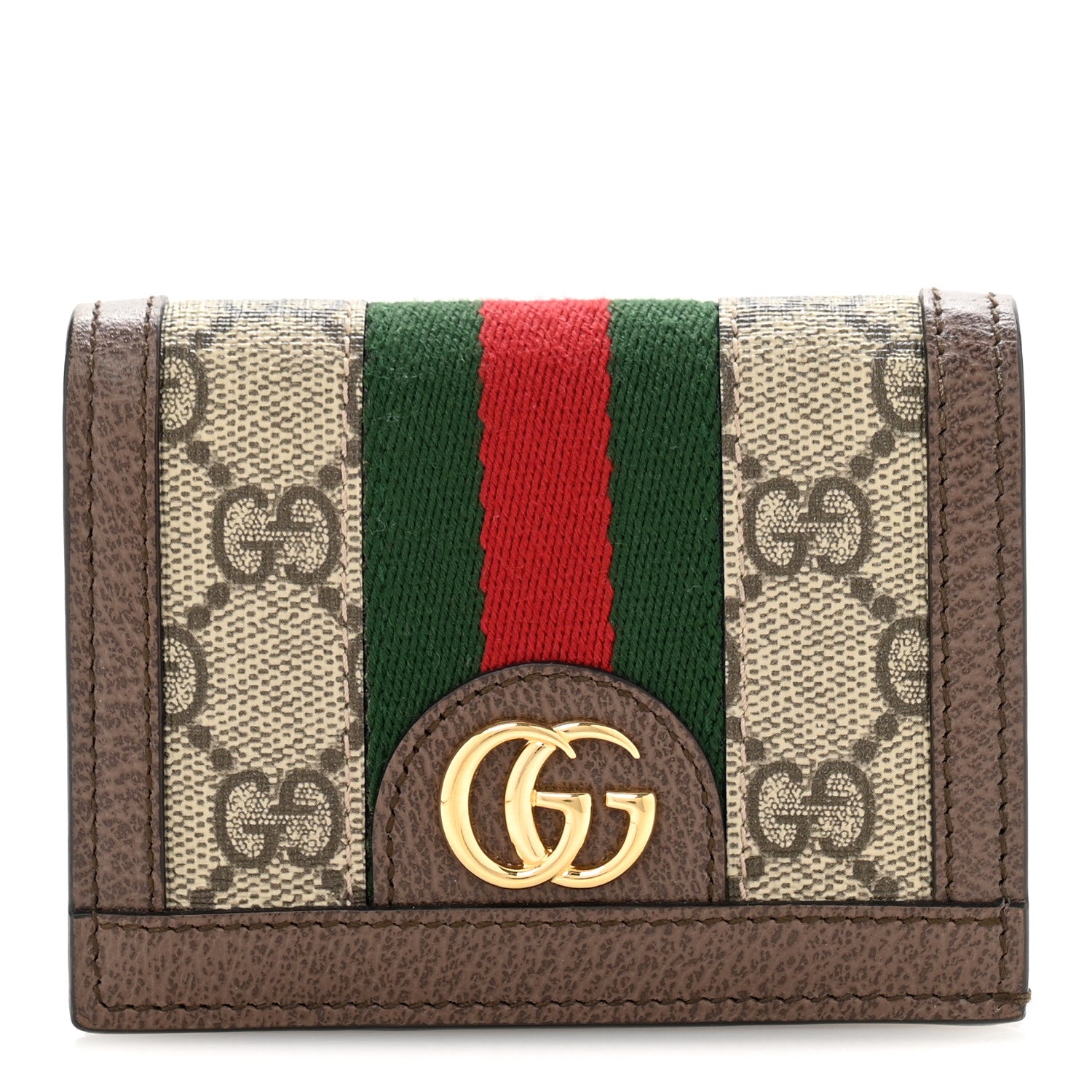 Gucci GG Supreme Monogram Web Ophidia Card Case Beige New Acero 1 of 10