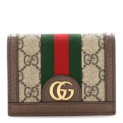 Gucci GG Supreme Monogram Web Ophidia Card Case Beige New Acero 1 of 10
