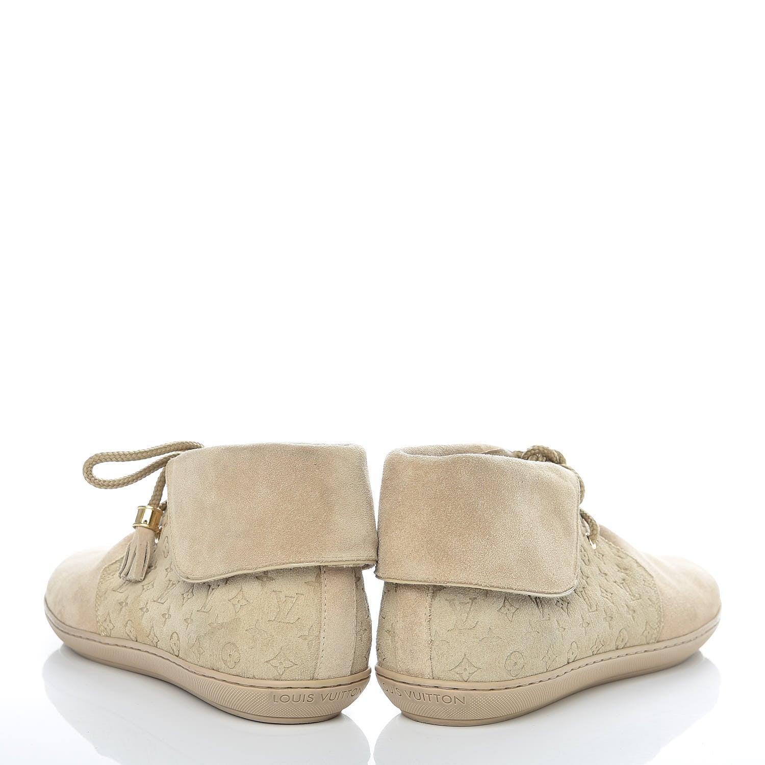 Louis Vuitton Suede Fold Over Sneakers 38 Beige 6 of 14
