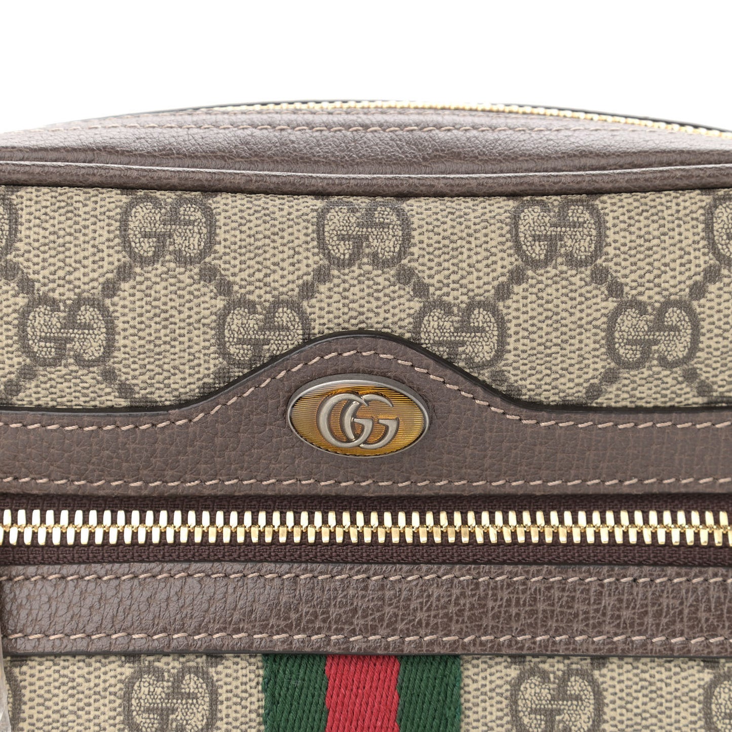 GG Supreme Monogram Web Small Ophidia Belt Bag 75 30 Dark Brown