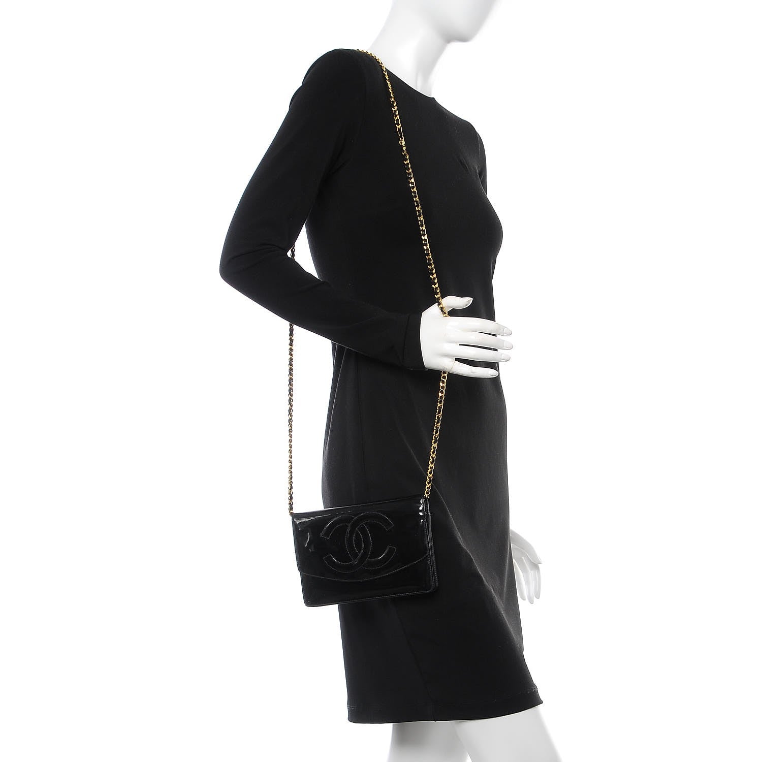 Chanel Patent Timeless CC Wallet On Chain WOC Black 2 of 9