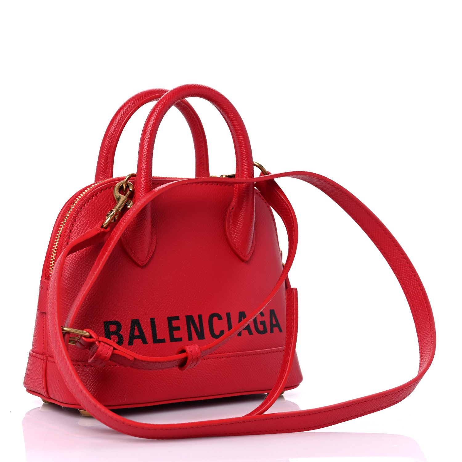 Balenciaga Grained Calfskin XXS Ville Top Handle Bag Rouge Coquelicot 3 of 9