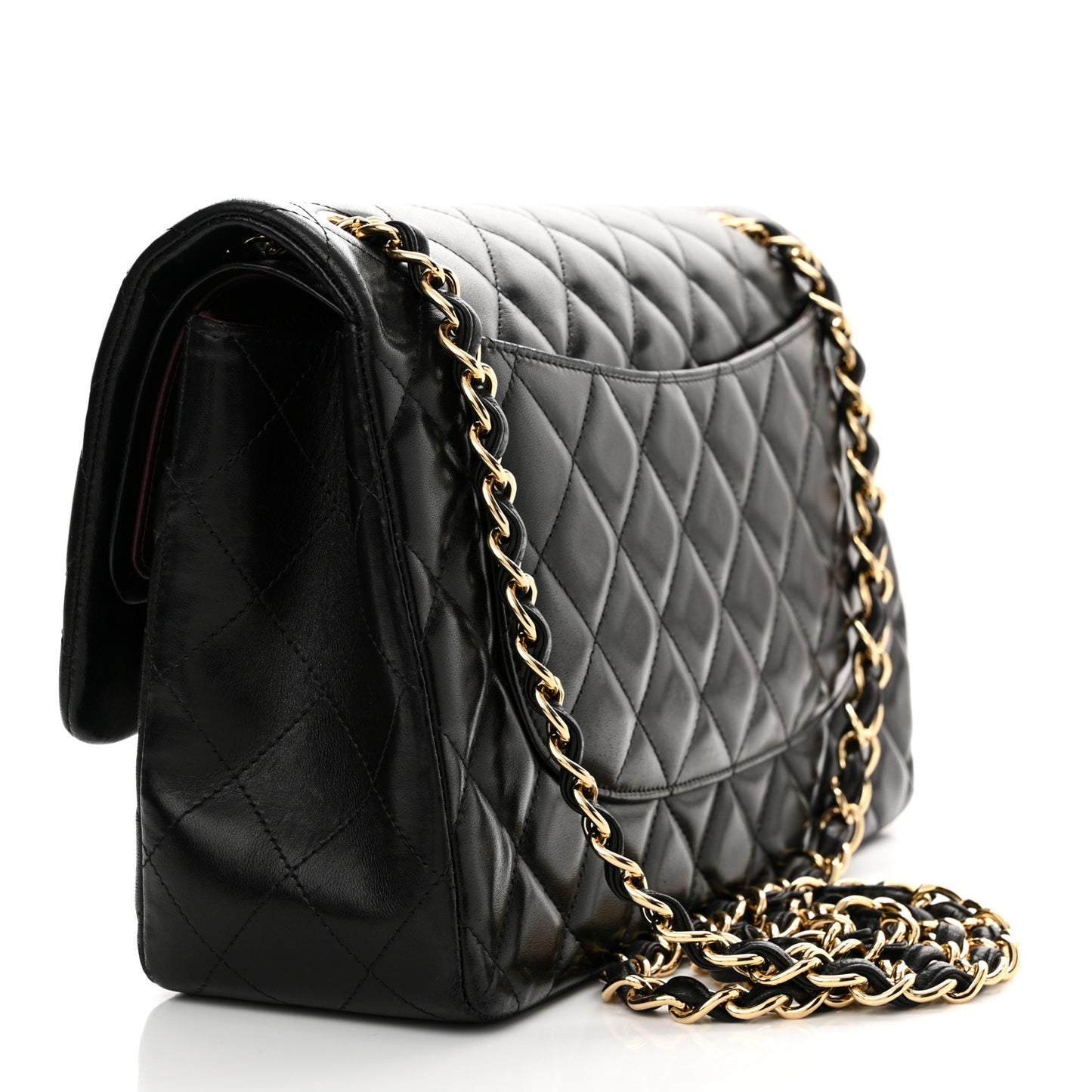 Lambskin Quilted Jumbo Double Flap Black