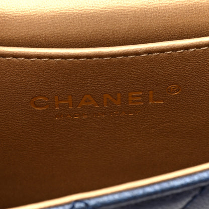 Chanel Iridescent Lambskin Quilted Chic Pearls Flap Navy Blue 6 of 10