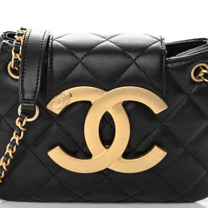 Chanel Lambskin Quilted Small Messenger Bag Black 7 of 9