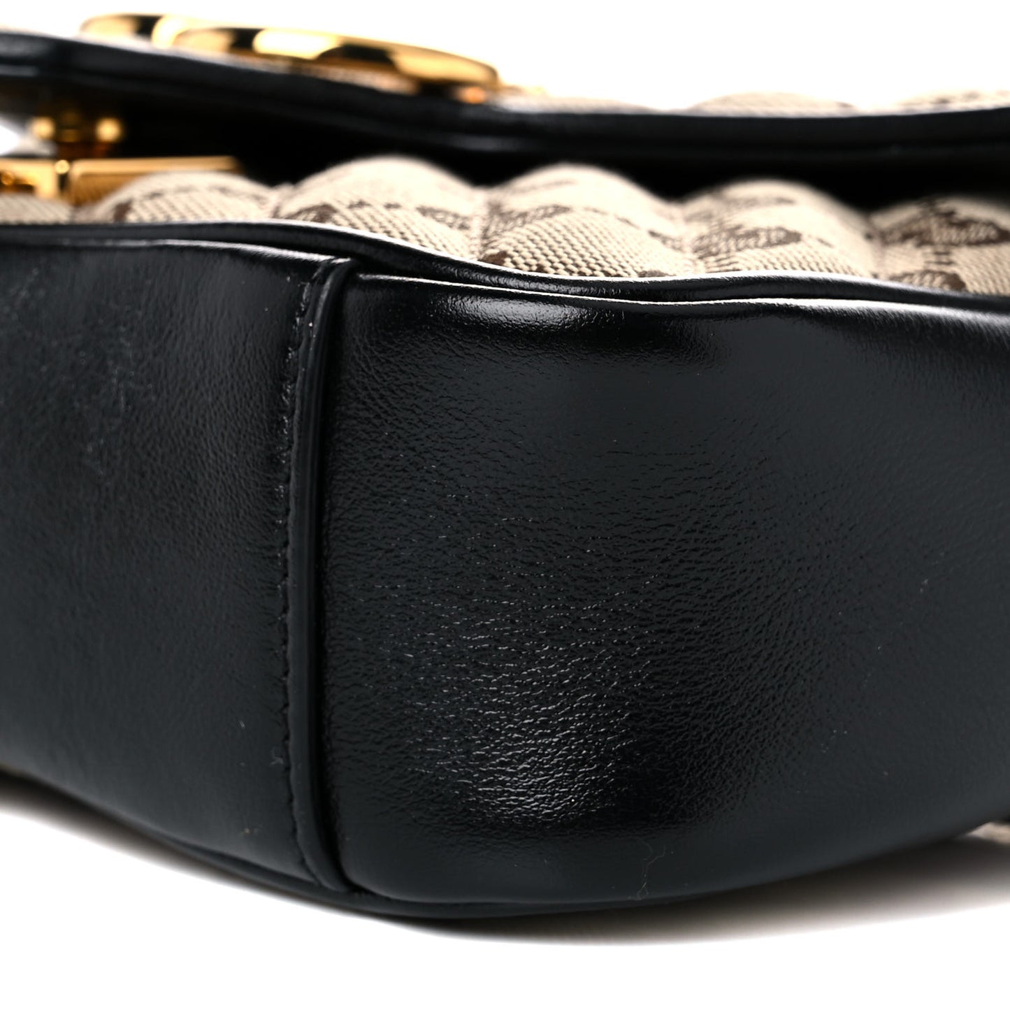 Monogram Matelasse Diagonal Mini GG Marmont Shoulder Bag Beige Black