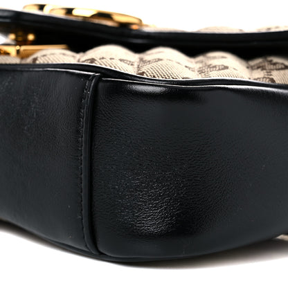 Gucci Monogram Matelasse Diagonal Mini GG Marmont Shoulder Bag Beige Black 10 of 14