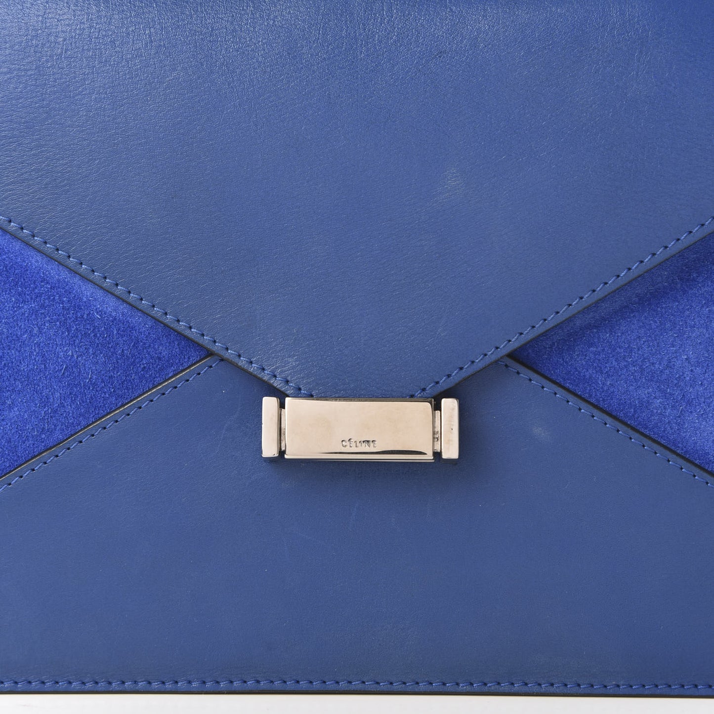 Box Calfskin Suede Diamond Clutch Electric Blue