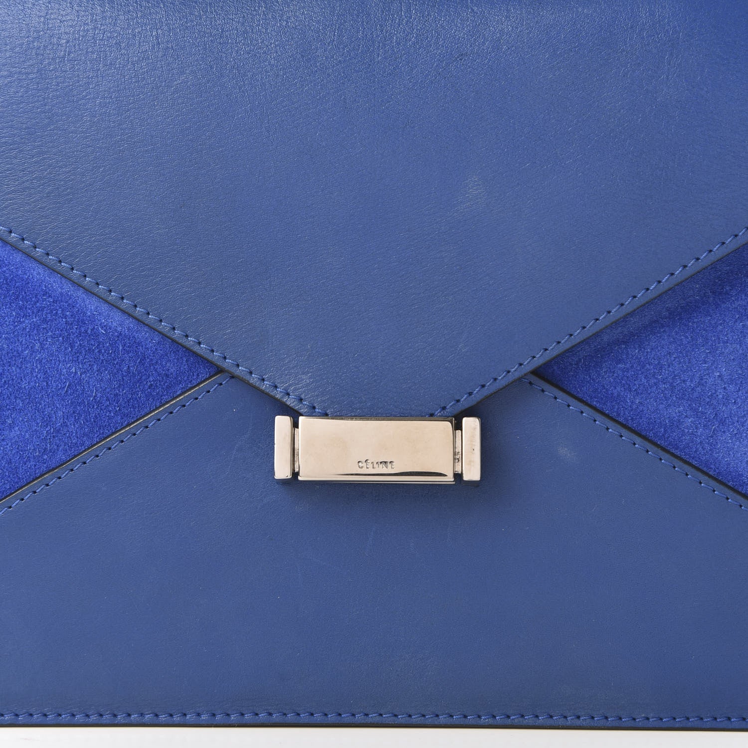Celine Box Calfskin Suede Diamond Clutch Electric Blue 10 of 11