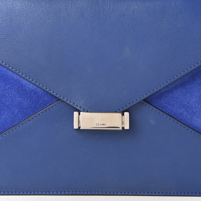 Celine Box Calfskin Suede Diamond Clutch Electric Blue 10 of 11