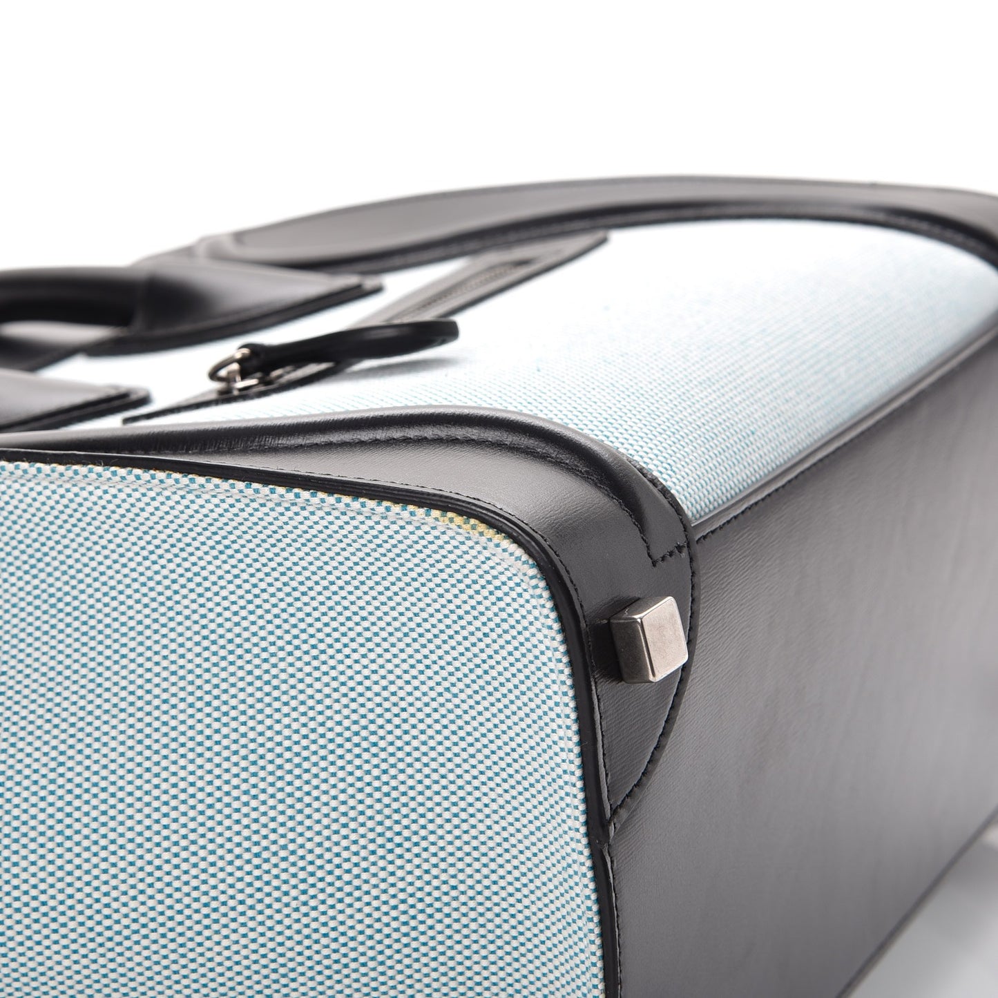 Textile Smooth Calfskin Micro Bi-Color Luggage Blue