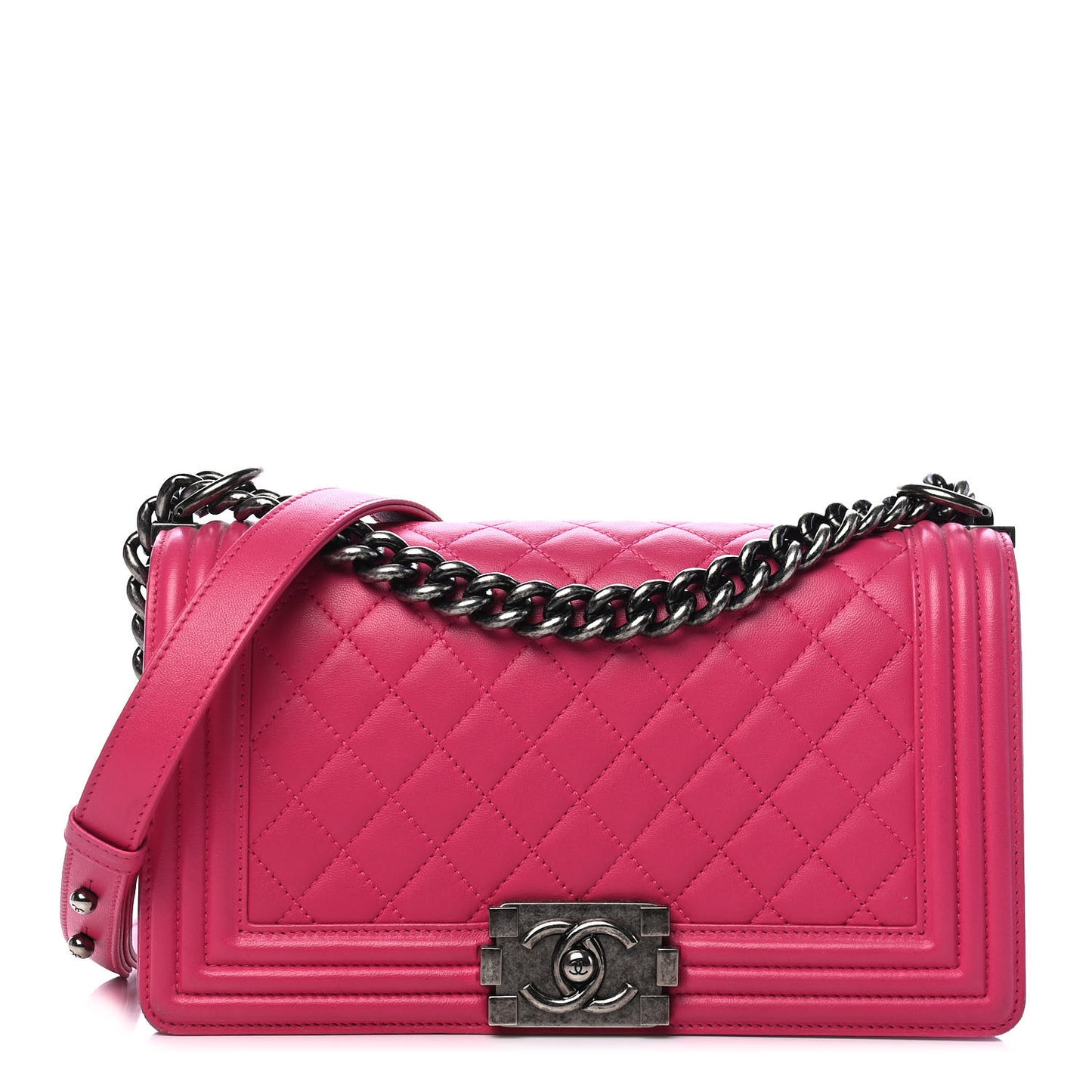 Lambskin Quilted Medium Boy Flap Pink