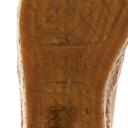 Chanel Lambskin CC Camellia Stud Espadrilles 38 Beige Black 6 of 11