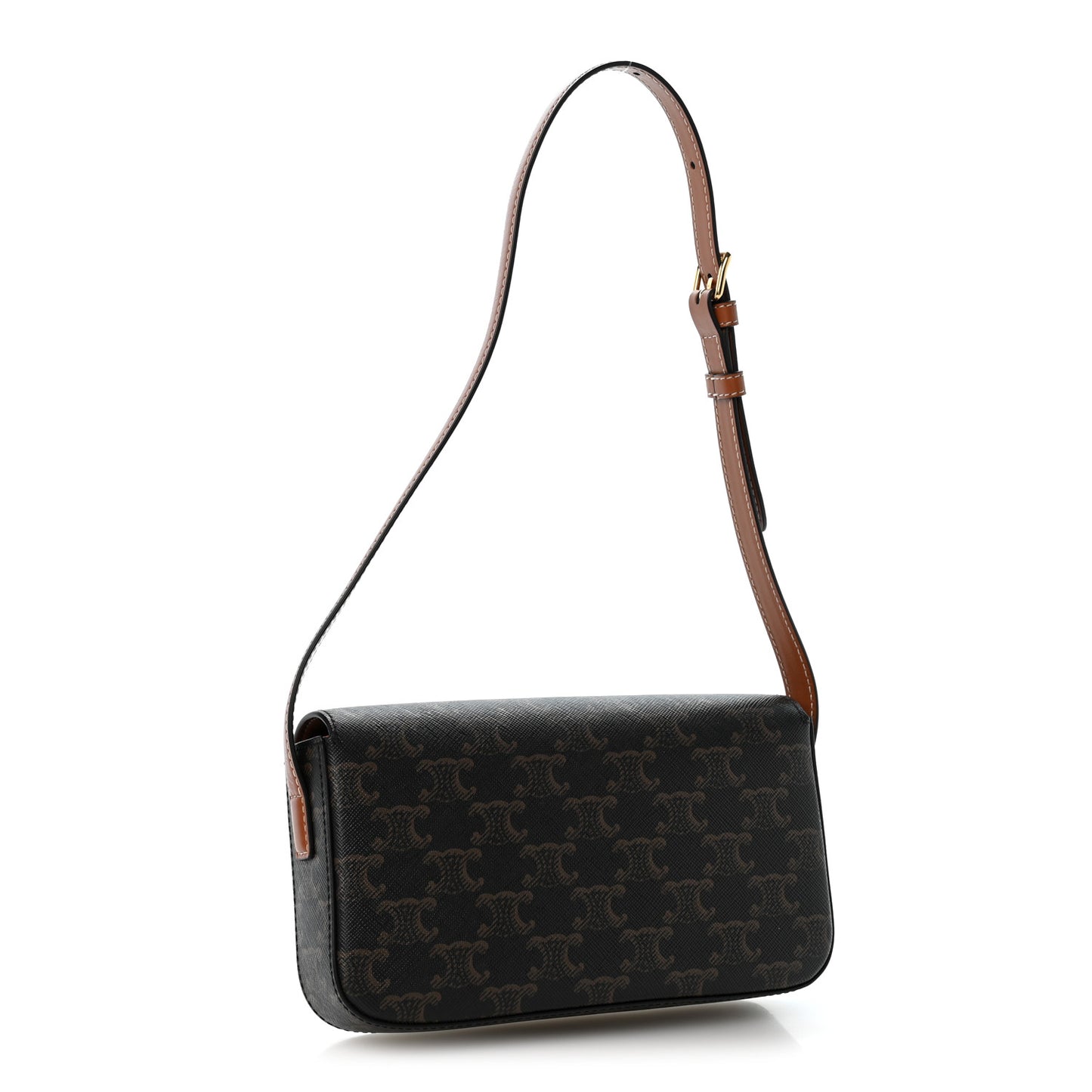 Canvas Calfskin Triomphe Shoulder Bag Tan