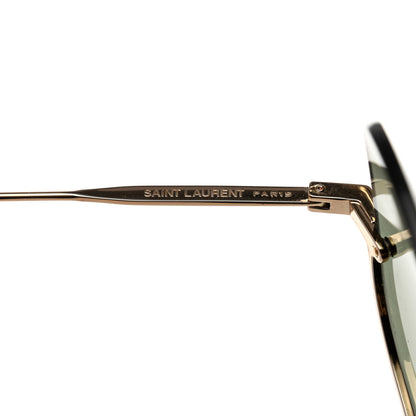Saint Laurent Metal Aviator Classic 11 Monochromatic Sunglasses Gold Green 8 of 10